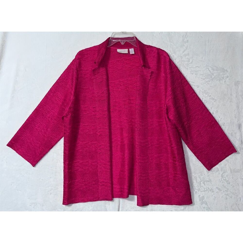 Chico's Women's Pink Open Front Cardigan Standard Size XL 3/4 Sleeve Sweater
